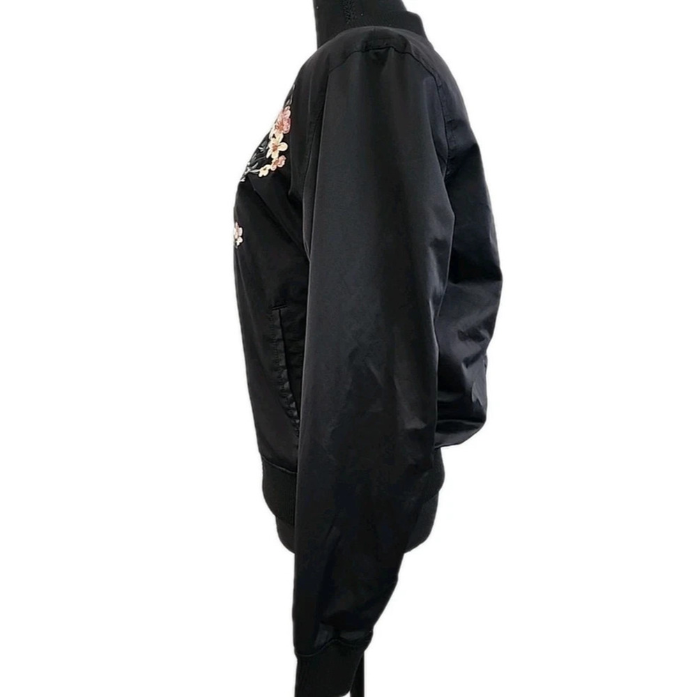 Y2k American Eagle Jacket S Black Floral Embroidered Bomber Boho Festival New - Picture 7 of 16